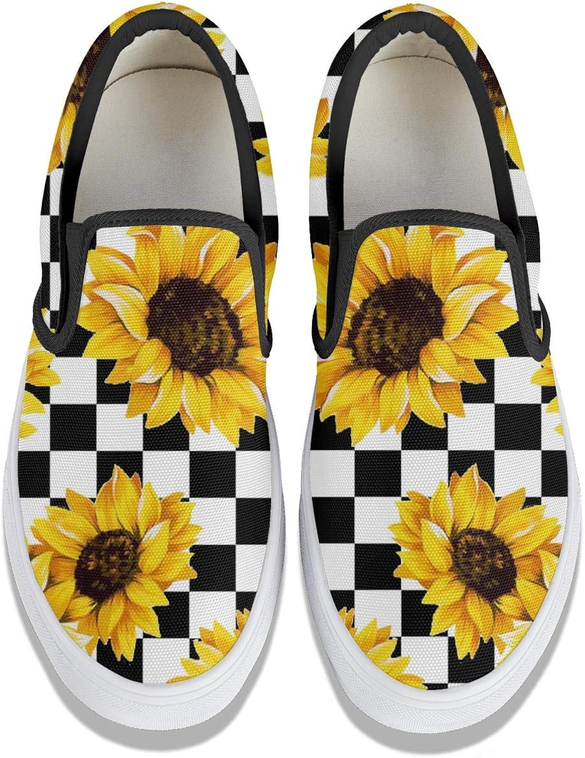 checkerboard with sunflowers