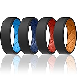 Egnaro Men's Silicone Rings, 7.5mm Wide 2.5mm Thick