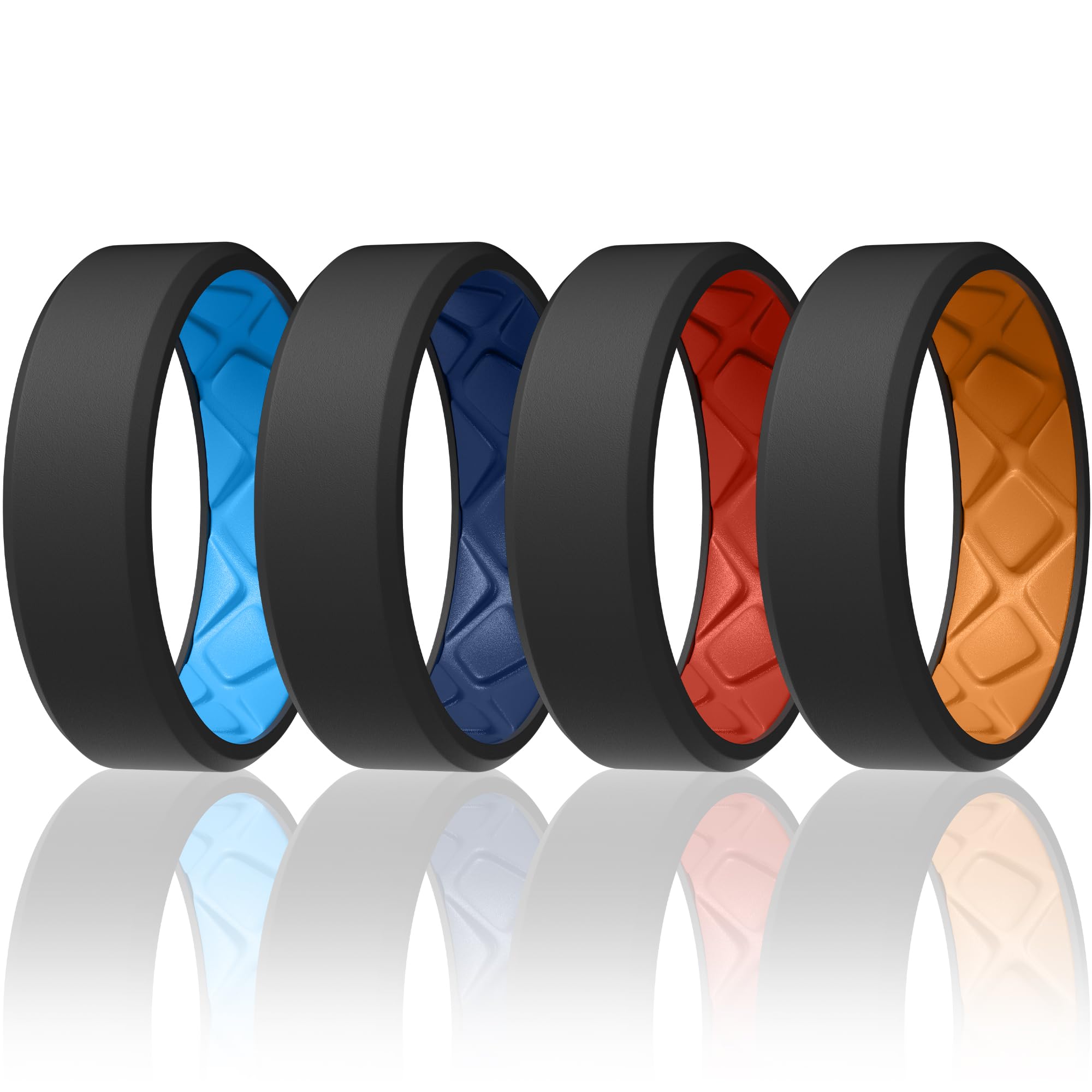 Egnaro Men's Silicone Rings, 7.5mm Wide 2.5mm Thick
