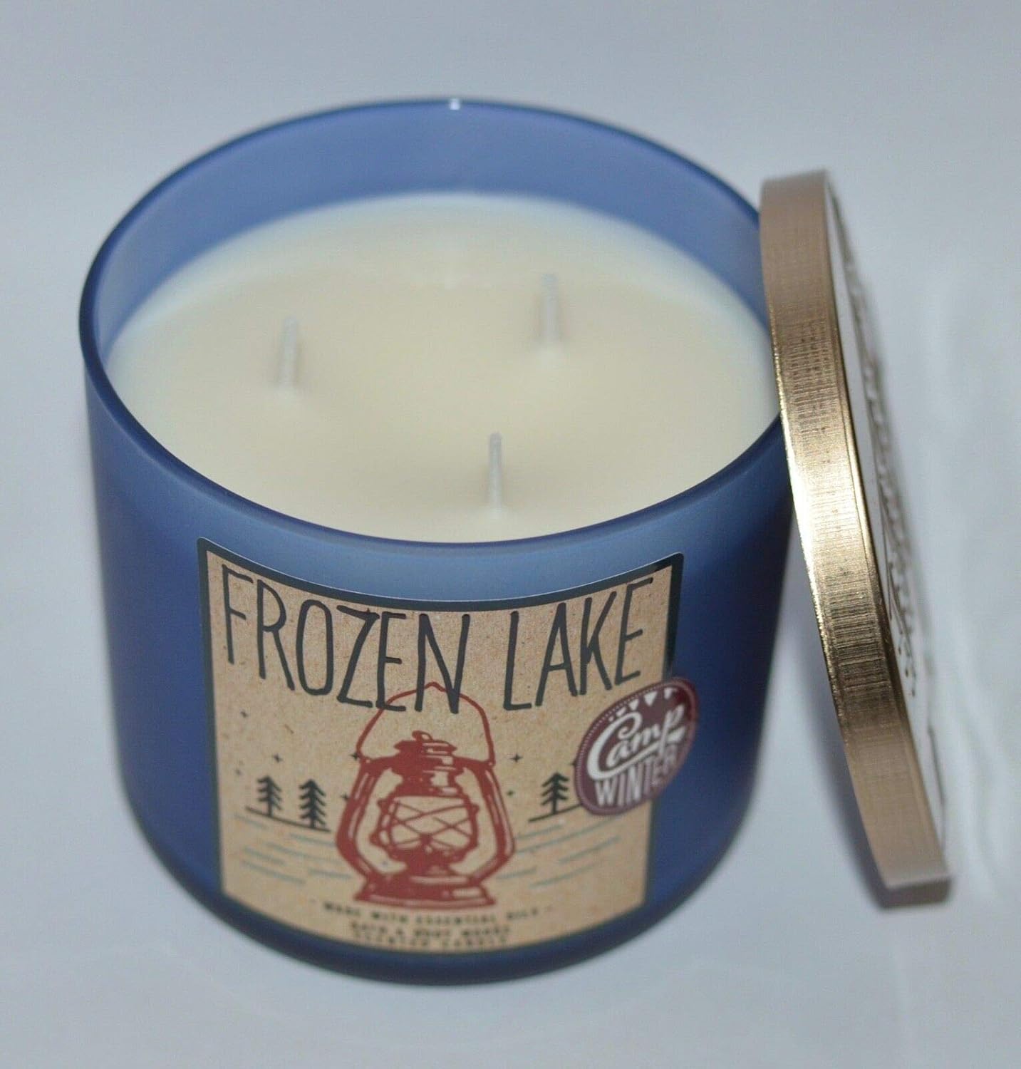 Amazon Com Bath Body Works Frozen Lake Candle Large 3 Wick 14 5 Ounce Blue Glass Home Kitchen