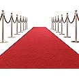 HOMBYS 450 GSM Extra Thick Red Carpet Runner for Partys & Events 3x15 ft, Non-Slip Rubber Backed Red Aisle Runway Rug for Step, Proposal & Wedding Decorations, Hollywood Oscars Runway, (Red, 3x15 ft)
