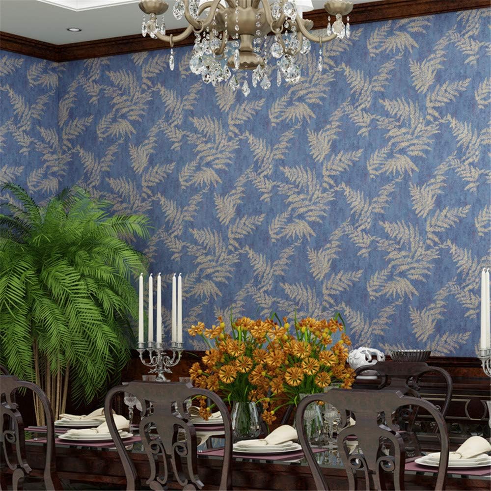 ZCHENG Southeast Asian Palm Leaf Banana Leaf Wallpaper Non-Woven Thai Personalized Backdrop Blue Wallpaper Theme Hotel