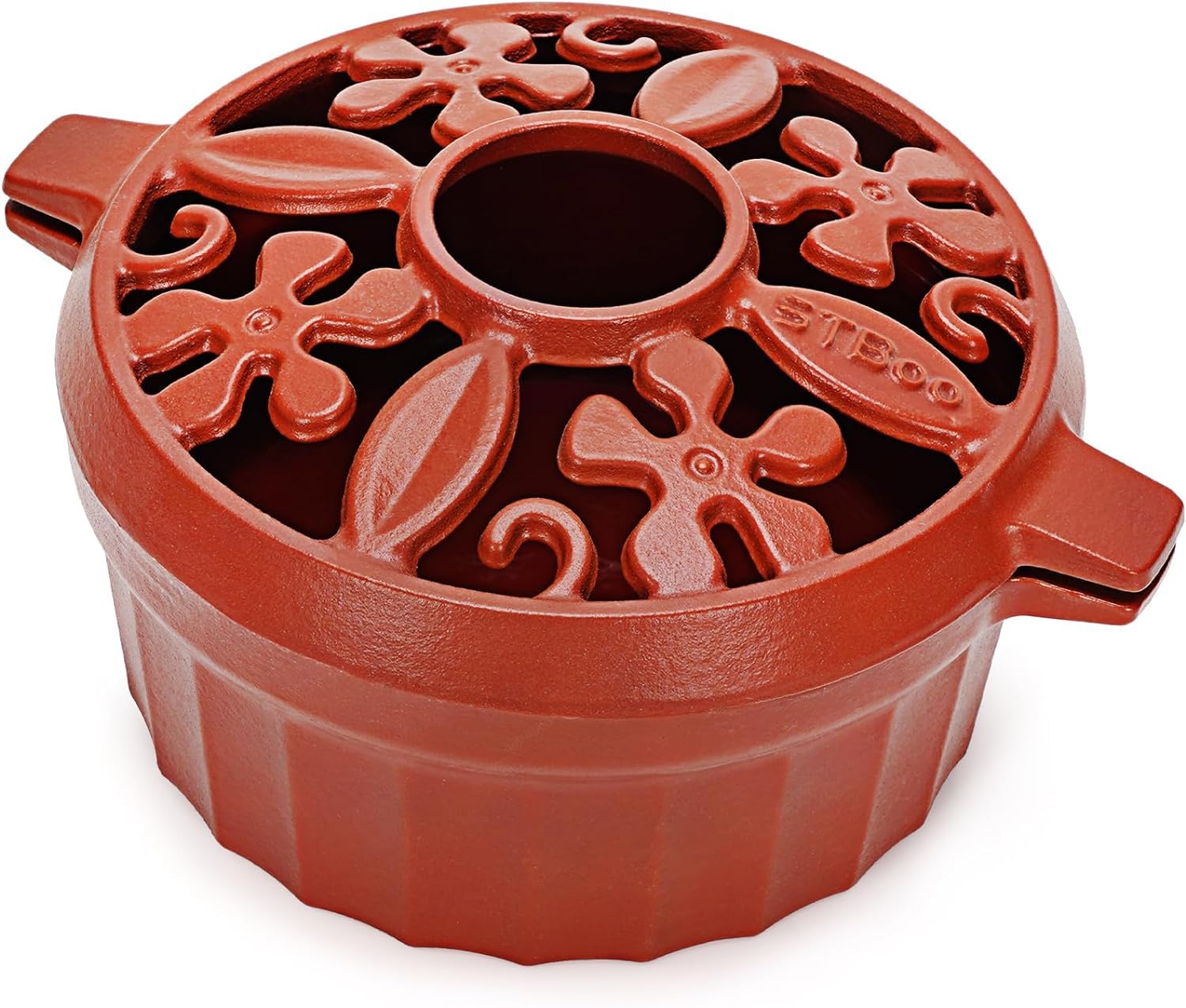 Photo 1 of STBoo Wood Stove Steamer: Cast Iron Fireplace Humidifier | Indoor Pot for Home Heating | Round Bowl Fire Place Stove Covers Accessories Decorative | Matte Finish & Rust Resistan & 2.7 Quart, Red