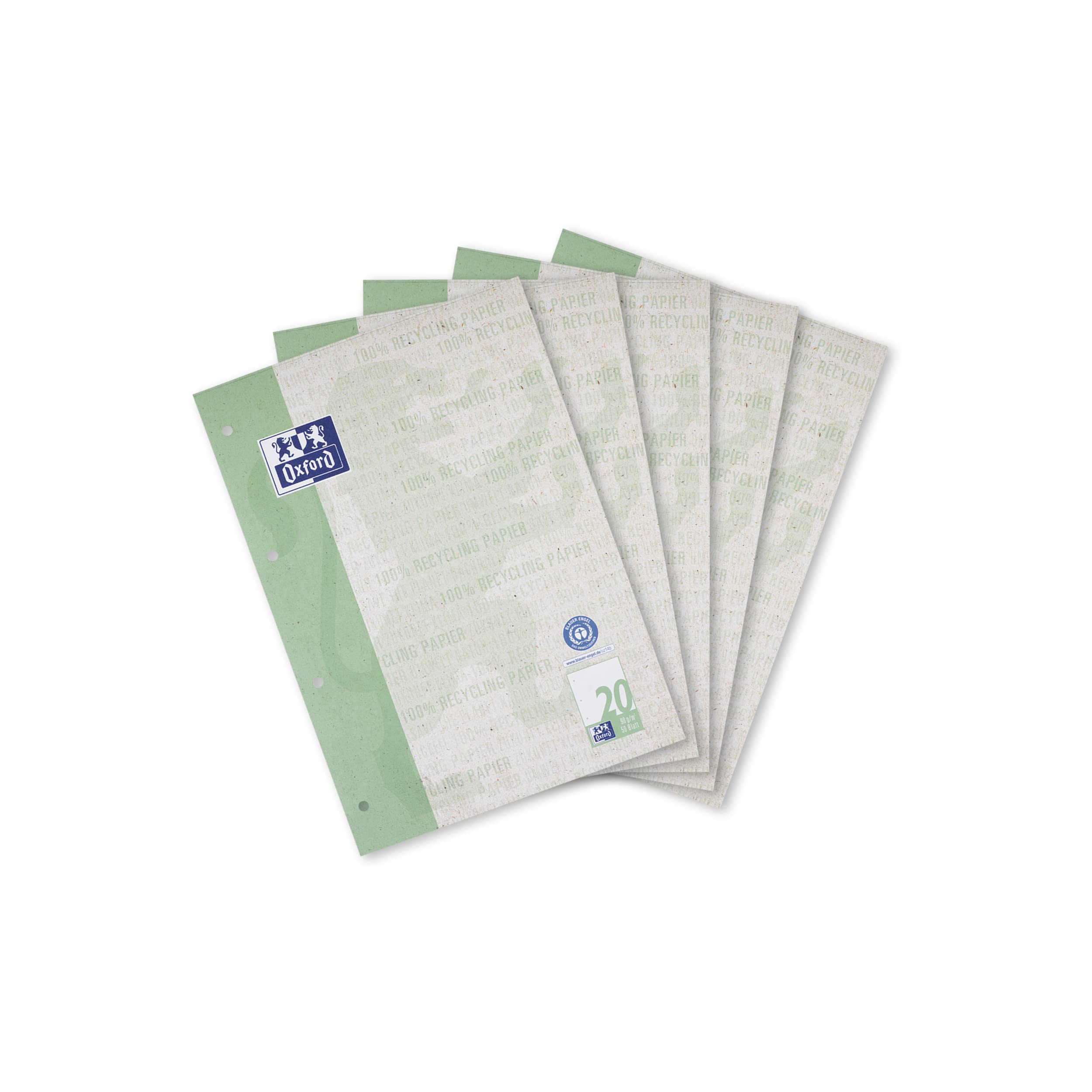 Oxford Recycling School Notepad A4 Blank Glued Top Lined Style 20 50 Sheets Pack of 5