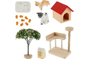 15 Pcs Cat Figurines with Miniature Furniture Scene Prop Model Accessories Interactive Cat Figurines Toys Kitten Figure Toy S