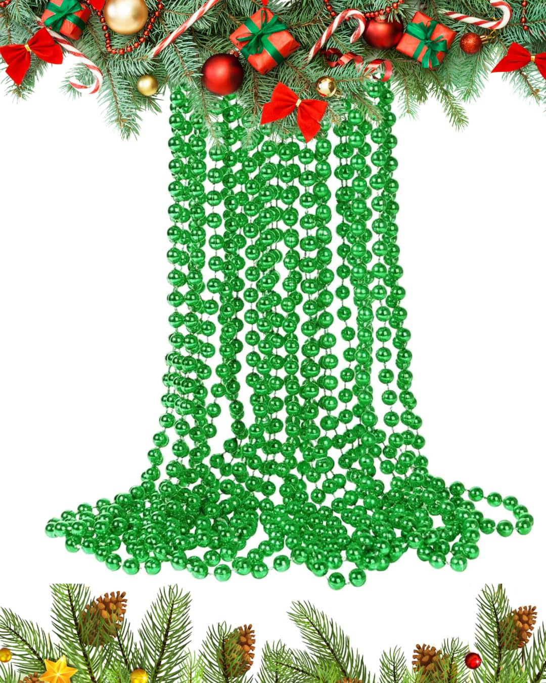 UKDeals Direct UKDD® 10m Long Christmas Bead Chain - Christmas Shiny Bead Garlands - Christmas tree Decorations (Dark Green)