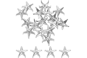 Generic 50Pcs Metal Star Studs Claw, 10mm 5-Claw Punk Studs Rivets Spikes Nail Head Leather Rivets for DIY Crafts Clothing Le