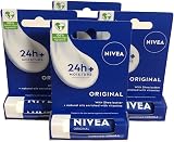 NIVEA Lip Balm Original Care Pack of 4 x 4.8g Shea Butter Natural Oils view 2