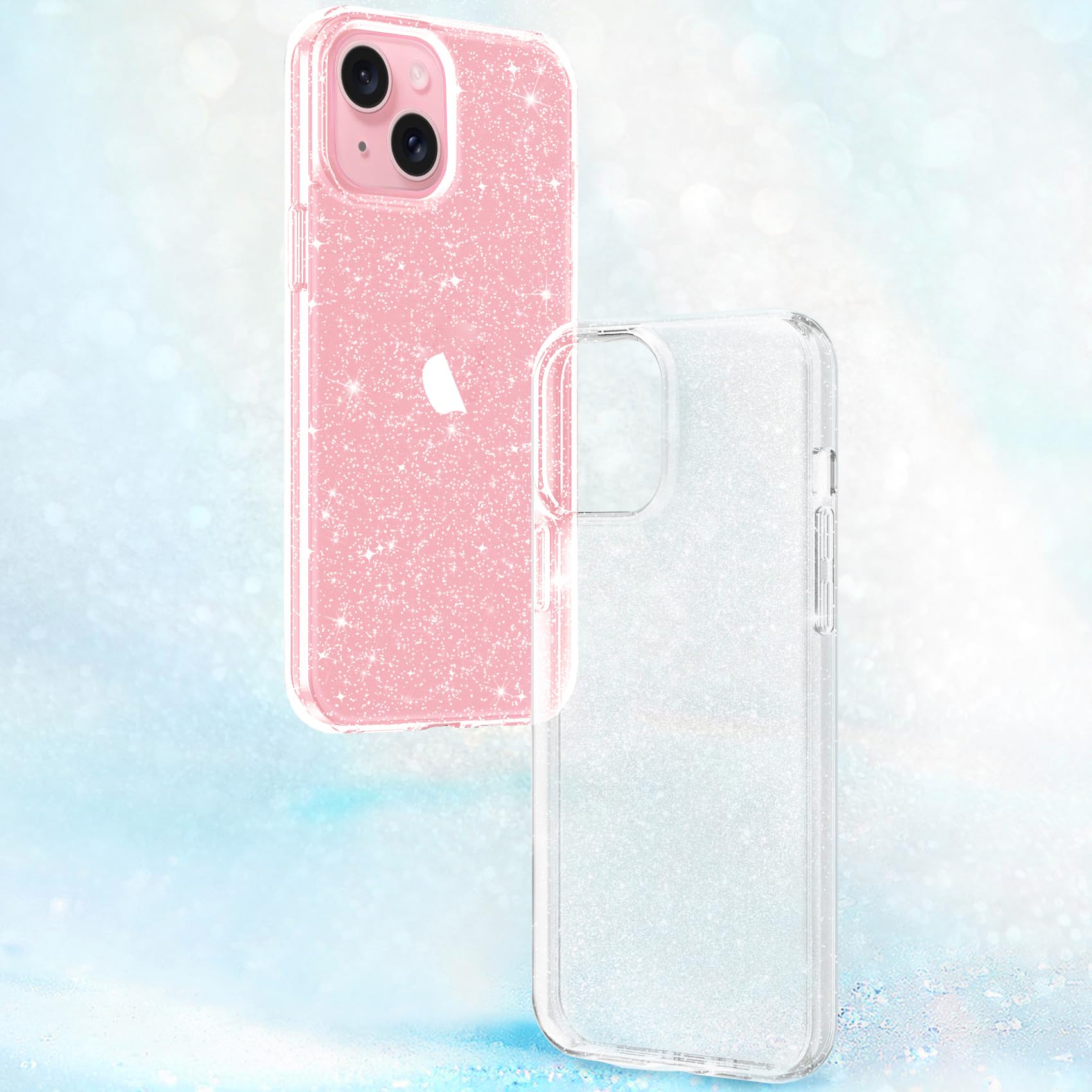 JJGoo iPhone 13 Clear Glitter Case, Soft TPU Shockproof Protective | Sparkle Bling Design | For Women and Girls | Slim Bumper Cover | 6.1 inch Compatible | Cute Stylish Look
