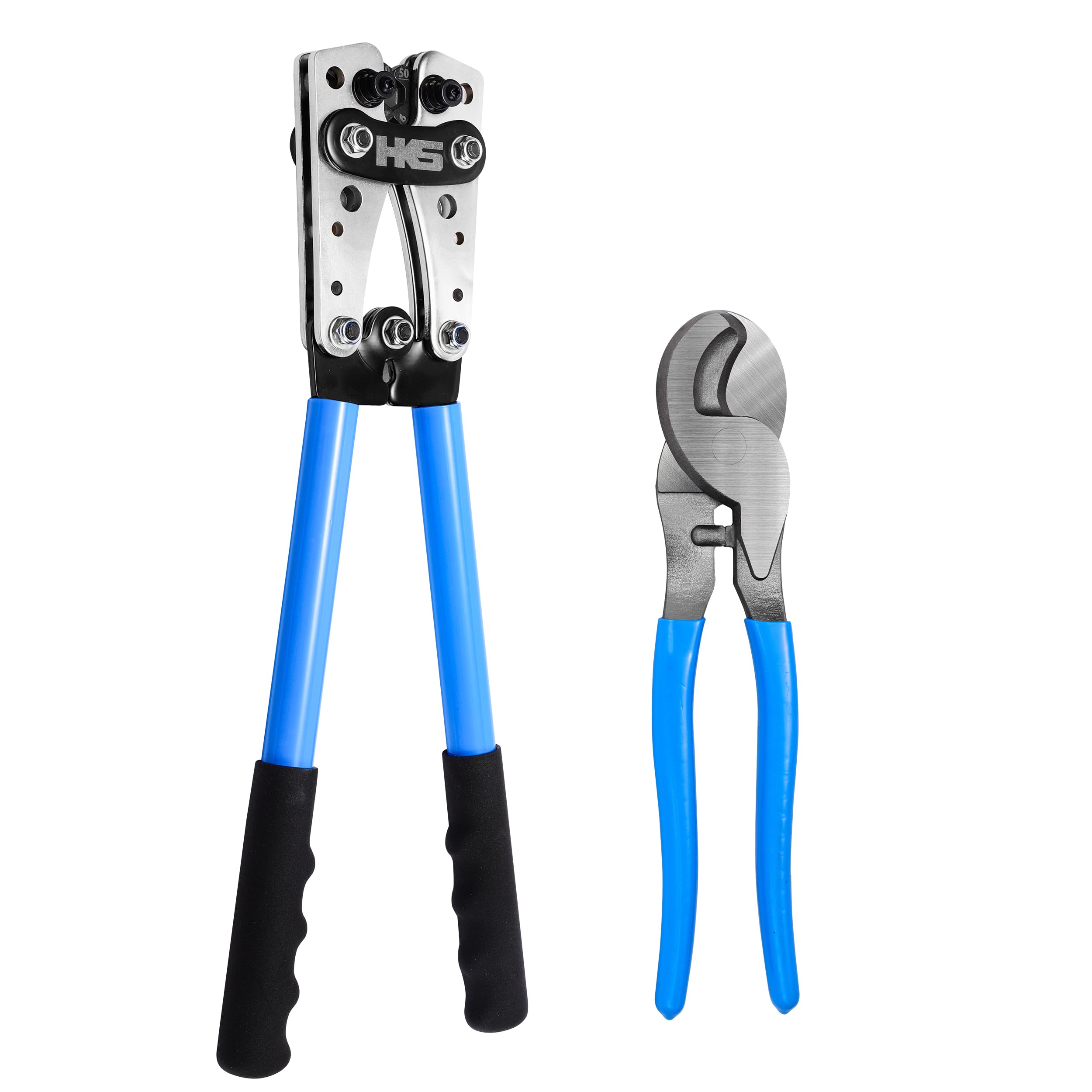 Photo 1 of HKS Battery Cable Crimping Tool for AWG 10-1 Copper Ring Lug with Cable Cutter, Heavy Duty Crimper for Wire Lugs HX-50B
