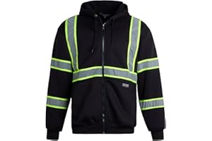 Bass Creek Outfitters Men's High Visibility Reflective Fleece Zip Hoodie Sweatshirt – ANSI/ISEA Class 3 Safety Standards