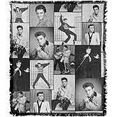 LOGOVISION Elvis Blanket, 50"x60" Photo Collage Woven Tapestry Cotton Blend Fringed Throw Blanket