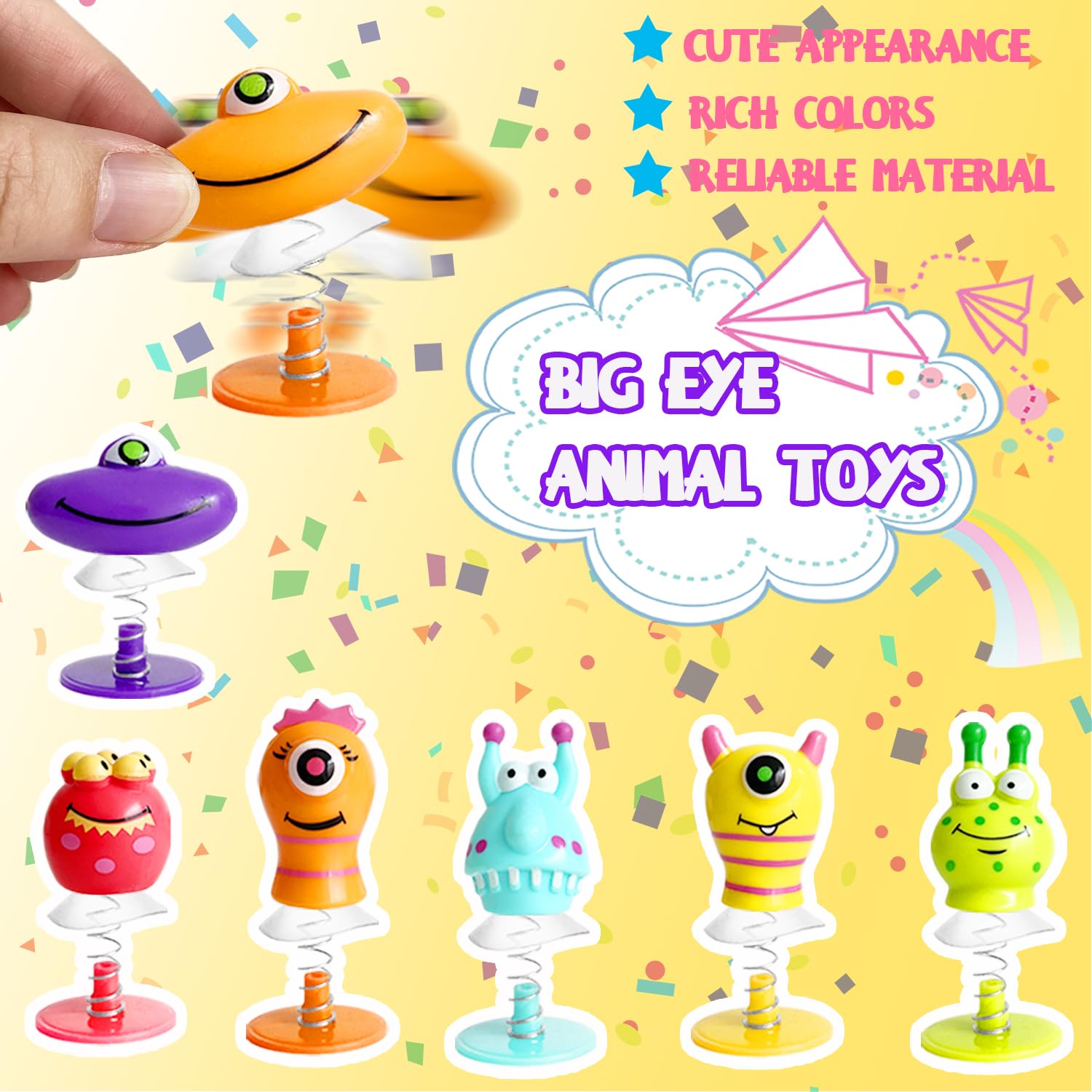 30 PCS Spring Launchers Toys,Big Eye Monster Jumping Popper Toy,Pop Up Bouncy Spring Toys for Kids,Pinata Toys,Goodie Bags,Classroom Prizes