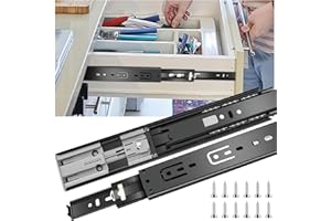 JI2OOYI 14 inch Drawer Slides 6 Pairs (12pcs) Soft Close 3 fold Full Extension Side Mount Cabinet Drawer Glides 14" Black Cabinet Rails for Dresser, Cabinet, Kitchen 100 LB Capacity