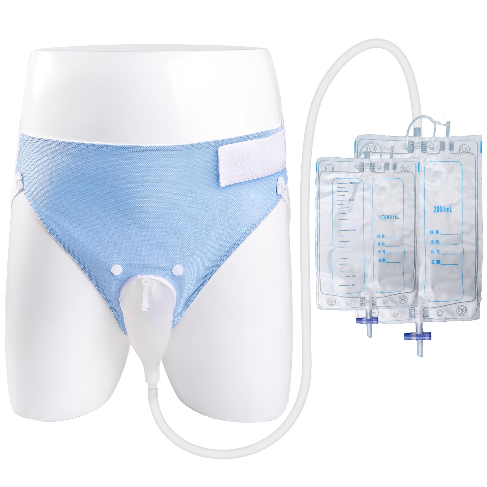 Photo 1 of Wearable Urinal for Men,Protable Male Urine Collection Bag?Reusable Silicone Urine Bag,Urinary Drainage Bag System,Elderly Urinal with Urine Bags(2000 ML*1+1000 ML*1) for Bedridden Patients
