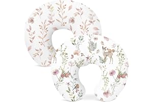 WOODIVILLE Nursing Pillow Covers 2 Pack, Breastfeeding Pillow Slipcovers Soft and Stretchy, Nursing Covers for Baby Girls Boys Newborn