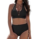 Buauty Bikini Sets for Women Sexy Cross V-Neck Two Piece Swimsuit High Waisted Bikinis Cutout Bathing Suit 2026 Trendy