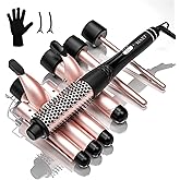 Maxt 5-in-1 Interchangeable Curling Iron Wand Set with 3 Barrels & Curling Thermal Brush | Ceramic Coated for Long-Lasting Curls, Waves Hair Curler (0.35-1.25 inch)