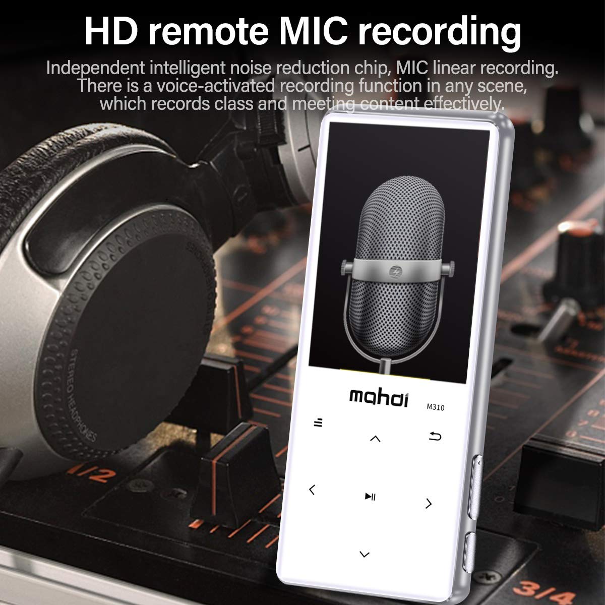 MYMAHDI MP3 Player with Bluetooth 4.2, Touch Buttons with 2.4 inch Screen, 16GB Portable Lossless Digital Audio Player with FM Radio, Voice Recorder, Support up to 128GB, Silver