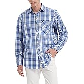 JupiterSecret Men's Plaid Button Down Shirts Cotton Long Sleeve Dress Shirt Business Shirts with Pocket