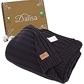 100% Organic Cotton Knit Blanket Denise -Soft and Lightweight, Breathable All-Season Throw for Bed, Sofa, or Lounge Area -GOTS Certified-Perfect for Home and Bedroom Styling (Black, 50x60)