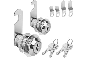 Pertinel Cabinet Cam Lock 3/4" Keyed Different Cam Locks with Keys Secure Files Drawers RV Storage Locks Replacement Set, Zinc Alloy(Silver 2PCS,3/4 Inch)
