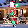 Fullware 8 FT Hanging Christmas Inflatables Outdoor Decoration, Climbing Santa with Build-in LED, Blow Up Inflatable for Xmas Party, Holiday, Outdoor, Indoor, Yard, Garden, Lawn