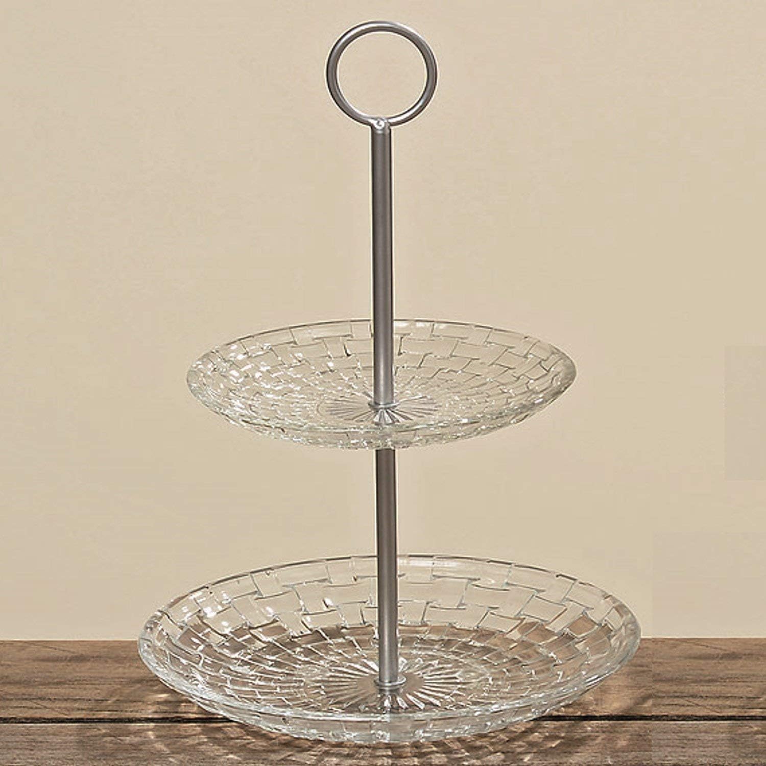 Cake Stand – Glass Floor Stand Floor Board Stand Double Tier Platter 28 cm