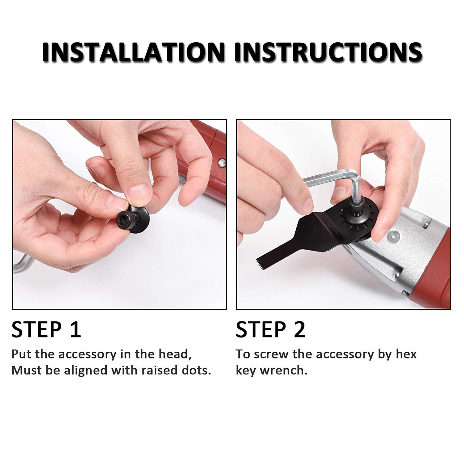 WORKSITE DMT122 Oscillating Multi-Tool with Carbide Grout Blade, Half Moon Saw Blade, Triangular Carbide Grit Rasp Blade, Rigid Scraper Blade, Triangular Sanding Pad for Shoveling, Sanding, Cutting