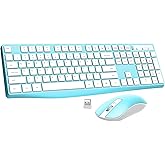 Wireless Keyboard and Mouse Combo, Lovaky 2.4G Full-Sized Ergonomic Keyboard Mouse, 3 DPI Adjustable Cordless USB Keyboard an