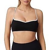 Move With You Womens Sweetheart Square Neck Sports Bra- Workout Adjustable Spaghetti Straps Yoga Bra