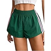 WDIRARA Women's Side Striped Elastic Waist Track Shorts Workout Running Shorts
