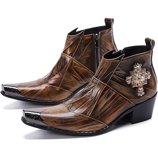 Amazon.com | Santimon Mens Western Boots Leather Fashion  display picture 3