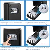 LauCentral Key Safe Wall Mounted 4-Digit Weatherproof Zinc Alloy Outdoor view 5