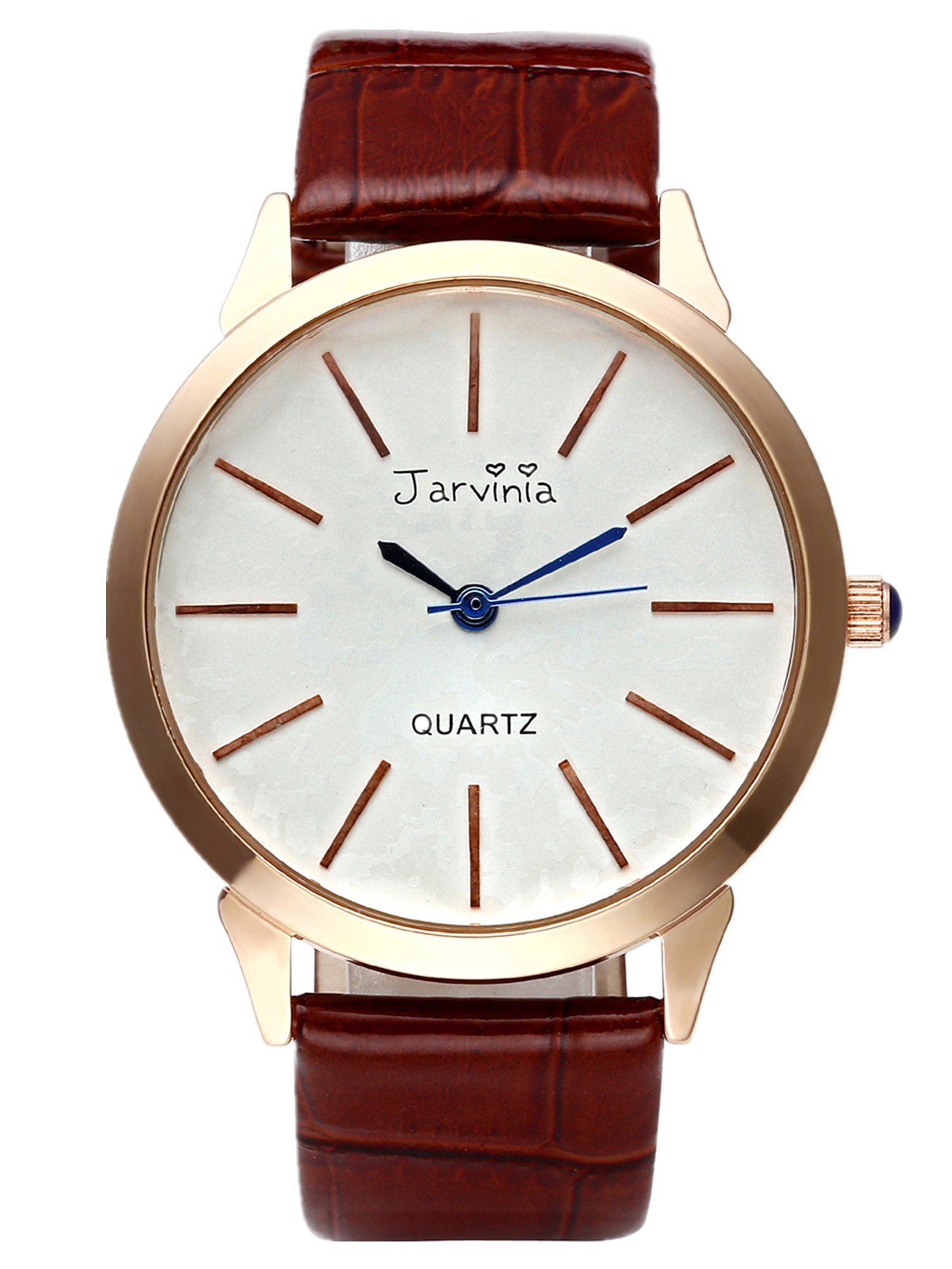 JSDDE Uhren,Elegant Frauen Armbanduhr Einfach Skala Damenuhr Echtleder Armband Rosegold Analog Qaurzuhr J626M,Braun