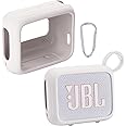 JBL Go 4 Waterproof Bluetooth Speaker Silicone Cover Case with Carabiner - Portable Protective Skin for Travel (Grey) - co2CREA