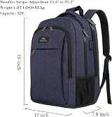 MATEIN 15.6 inch Travel Laptop Backpack Navy Blue USB Charging Anti Theft view 7