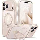 CAPRARO for iPhone 17 Pro Max Case with 360° Spin Magnetic Stand for Women, [Compatible with MagSafe] [Full Camera Protection] Cute Wave Translucent Matte Case for iPhone 17 Pro Max, Rose Gold