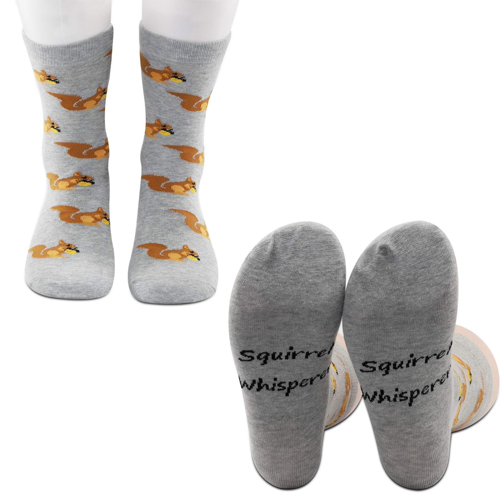 PXTIDY Squirrel Whisperer Socks Gift for Funny Animal Squirrel Lovers Fans Feeder Lady Gift Socks for Women