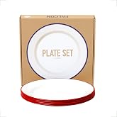 Falcon Enamelware Dinner Plate Set, 9.5" 4-Piece Enamel Plates | Evening Meals, Non-Toxic, Dishwasher Safe &amp; Freezer Friendly, Pillarbox Red