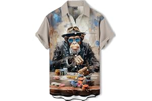 DADDYLOCO Men's Hawaiian Shirt Button Down Funny Printed Casual Short Sleeve Summer Beach Party BBQ Shirts