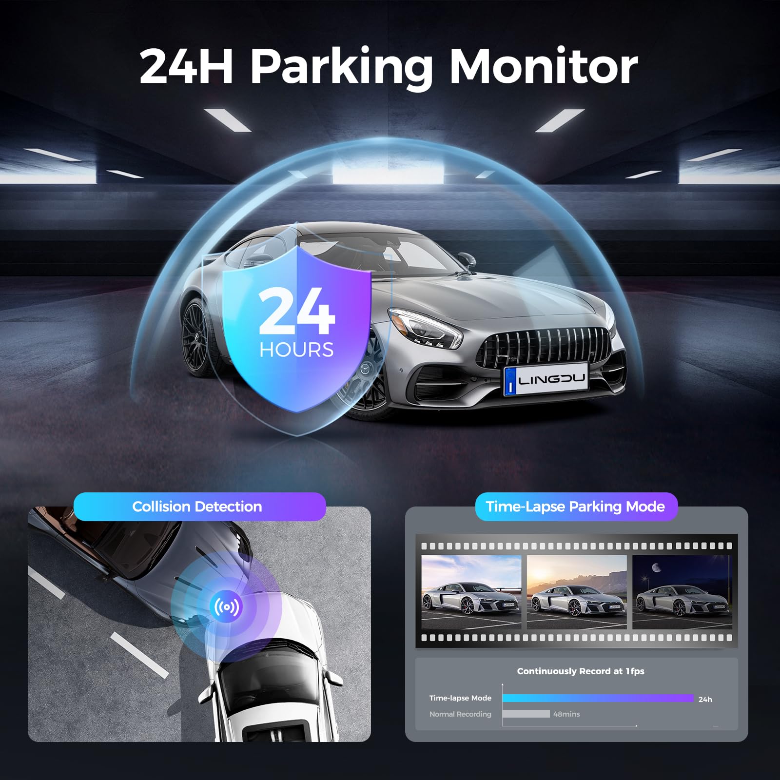 LD06 5G WiFi Dash Cam Front and Rear, 5K Dash Camera for Cars with 64GB SD Card, Night Vision Voice Control, G-Sensor Built-in GPS, 24H Parking Mode Loop Recording, Max Up Support 256GB