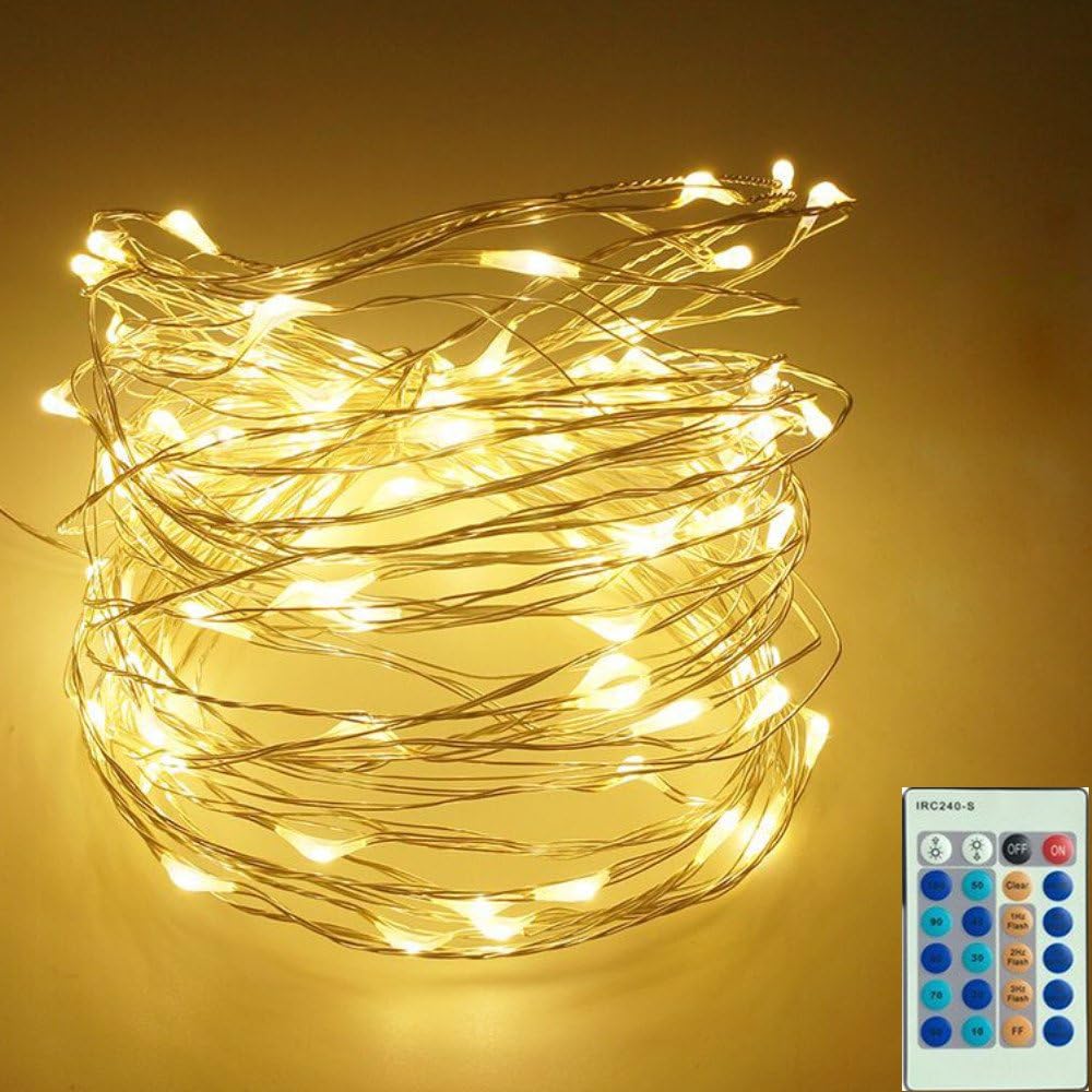 Cakuja Dimmable String Lights Copper Wire Lights, Décor Rope Lights For Seasonal Decorative Christmas Holiday, Wedding, Parties(100 Led s, 33 ft, Warm White)