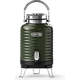 IDEUS Insulated Beverage Dispenser, All-in-one for Camping Vacuum Double-Wall Stainless Steel Water Cooler Coffee Carafe Jug Leakproof Drink Container with Handle, Spigot & Stand (Green, 1,4gal)