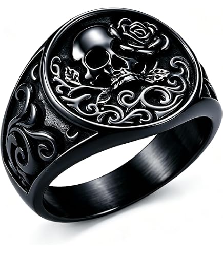 SAINTHERO Men's Vintage Stainless Steel Band Rings Gothic Devil