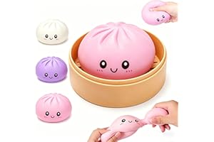Dumpling Squishy with Steamer Box, Mystery Dumpling Squishy Stress Ball, Soft Squeeze Fidget Sensory for Adults Party Favor G