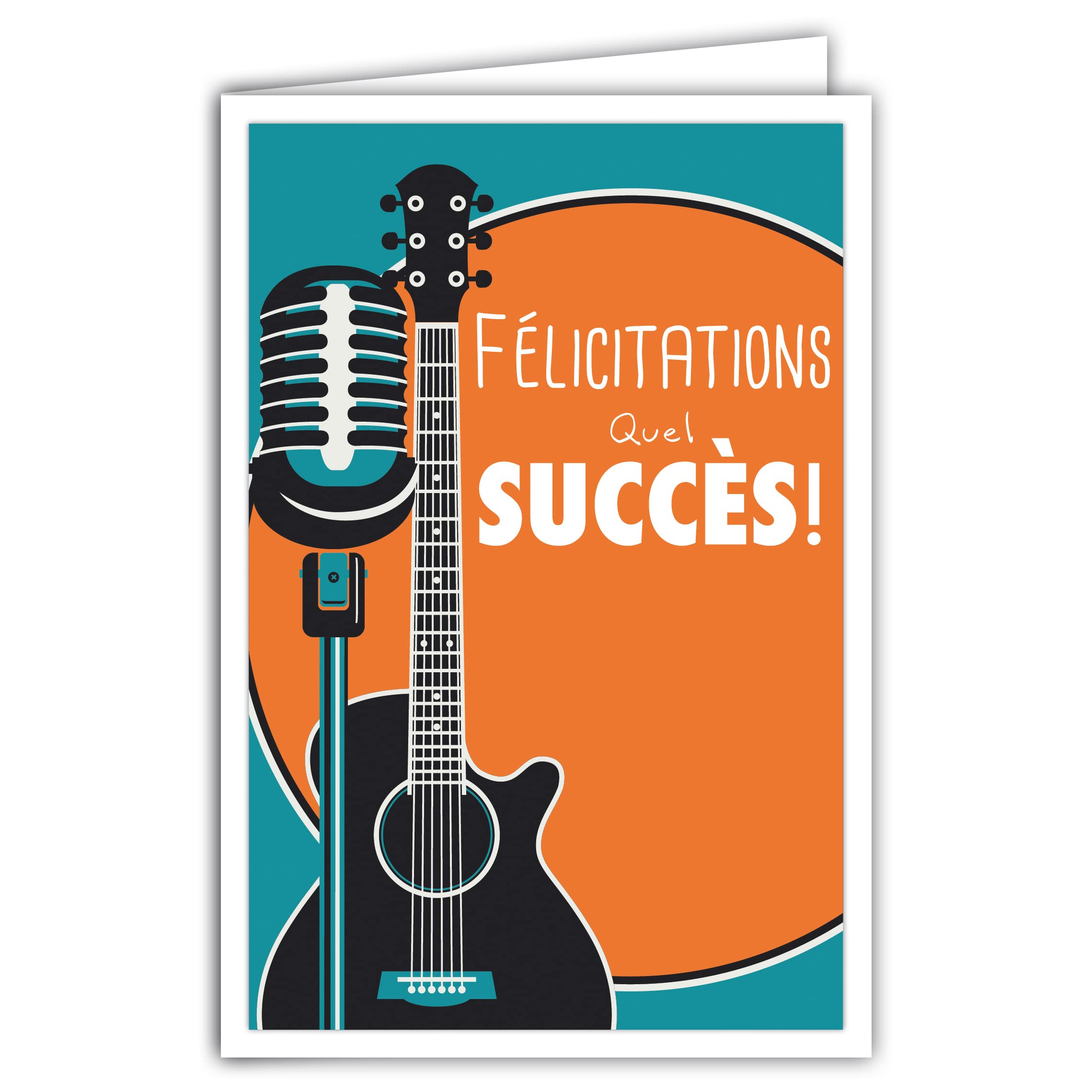 Afie 69-4345 Congratulations What Success Card with Envelope - Mini Poster Format 17 x 11.5 cm - Success Permit Examination Competition Bravo Music Guitar Speech Micro Retro Vintage