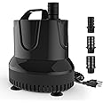 Simple Deluxe 660GPH Submersible Water Fountain Pump, (2500L/H, 45W) Quick Water Change Aquarium Pump, 8.2ft High Lift, for Fish Tank, Pond, Hydroponics, Black