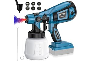 ADOSTOB Cordless Paint Sprayer for Dewalt 20V Max Battery, HVLP Paint Sprayer with 6 Copper Nozzles & 3 Patterns,1000ML Container, Electric Paint Spray Gun for Home, Wall, Furniture, Cabinets (No Battery)