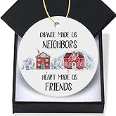 Neighbor Gifts Christmas Ornaments 2025-Chance Made Us Neighbors Keepsake Holiday Present Xmas Tree Decorations Ornament Flat Circle Ceramic Ornament 3In